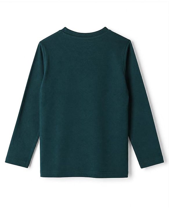 Pine Kids 100% Cotton Knit Full Sleeves T-Shirts with Take The Shot Print - Dark Green
