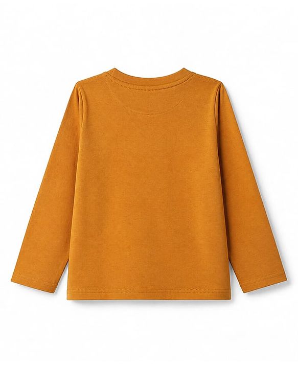 Pine Kids 100% Cotton Knit T-Shirts with Full Sleeves and Mighty Crusher Print in Brown for 4-5 Years