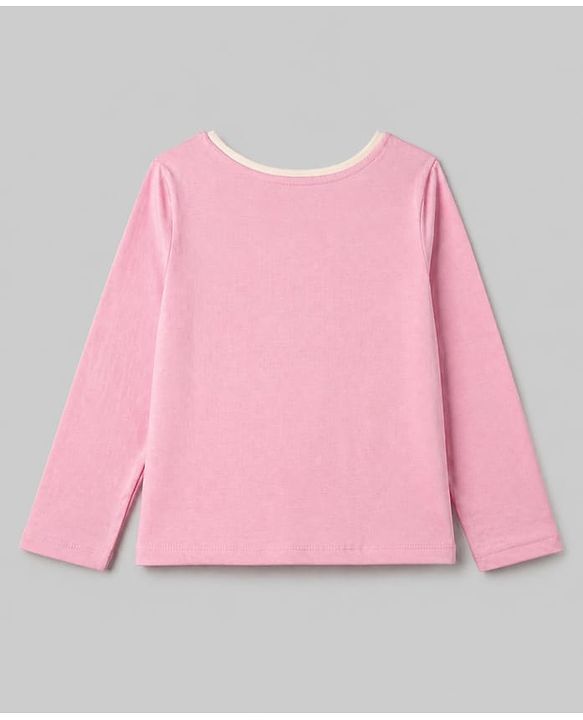 Pine Kids 100% Cotton Knit Full Sleeves T-Shirt & Pyjama Night Suit With Teddy Print & Bio Finish - White & Pink