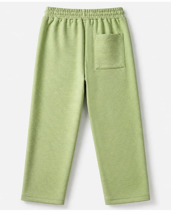 Pine Kids Ottoman Knit Half Sleeves Striped T-Shirt and Pant Set - Green