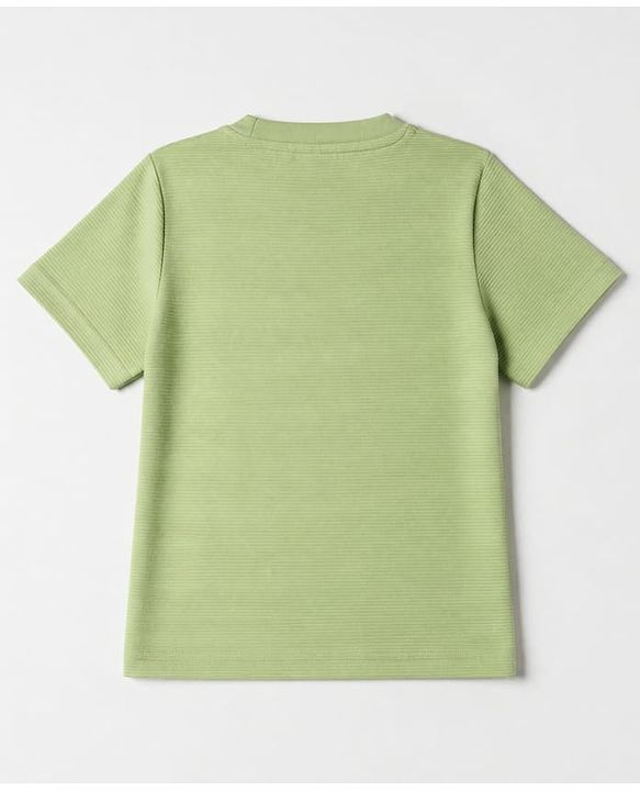 Pine Kids Ottoman Knit Half Sleeves Striped T-Shirt and Pant Set - Green