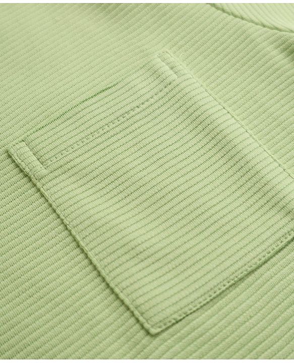 Pine Kids Ottoman Knit Half Sleeves Striped T-Shirt and Pant Set - Green