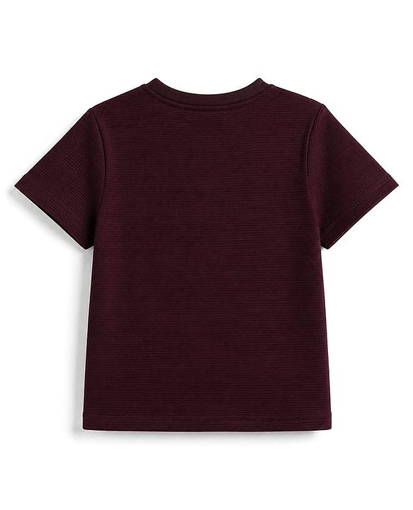 Pine Kids Cotton Ottoman Half Sleeves T-Shirt and Pant with Full Length and Smile Today Patch - Wine