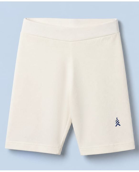 Pine Kids Cotton Lycra Knit Above Knee Length Solid Cycling Shorts Pack of 3 - Beige White & Black
