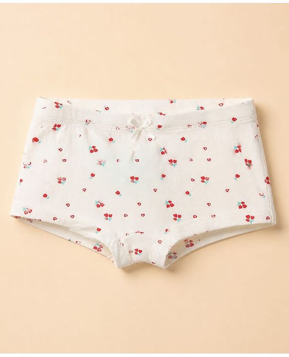 Pine Kids Cotton Elastane Knit Panties With Floral Print Pack of 3 - White Red & Pink