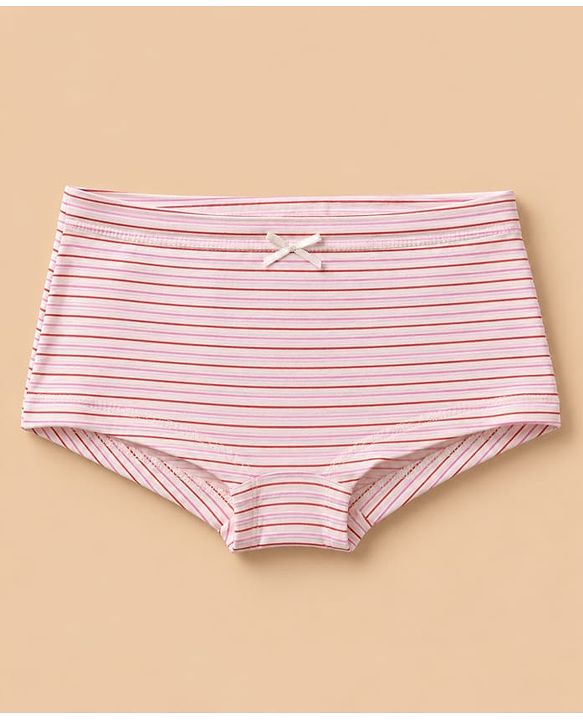 Pine Kids Cotton Elastane Knit Panties With Floral Print Pack of 3 - White Red & Pink