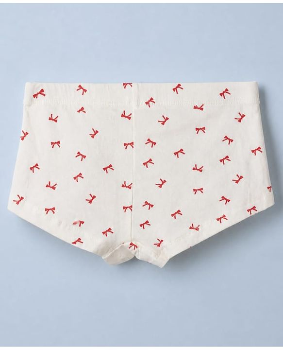 Pine Kids Cotton Elastane Knit Striped Panties With Bow Print & Applique Pack of 3 - White, Red & Pink
