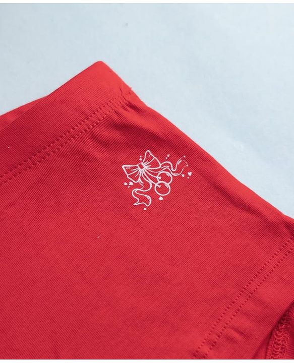 Pine Kids Cotton Elastane Knit Striped Panties With Bow Print & Applique Pack of 3 - White, Red & Pink