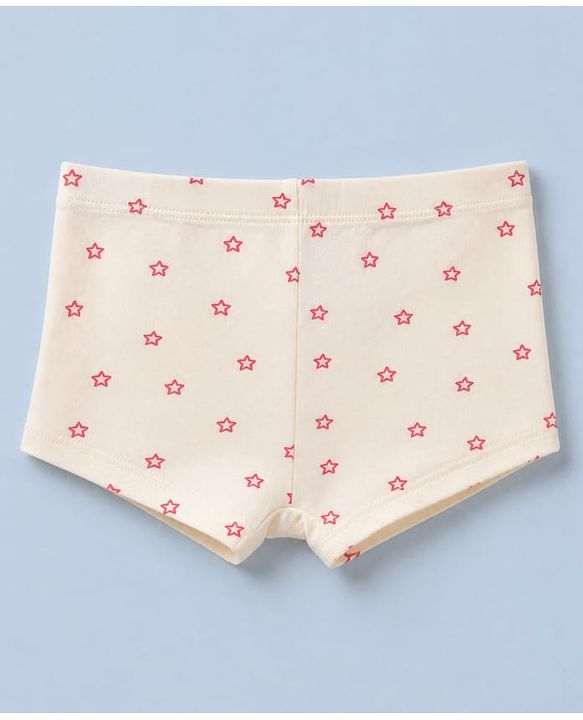 Pine Kids Cotton Elastane Knit Panties With Star Print Pack of 3 - White & Pink