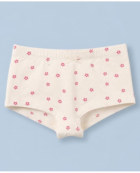 Pine Kids Cotton Elastane Knit Panties With Star Print Pack of 3 - White & Pink