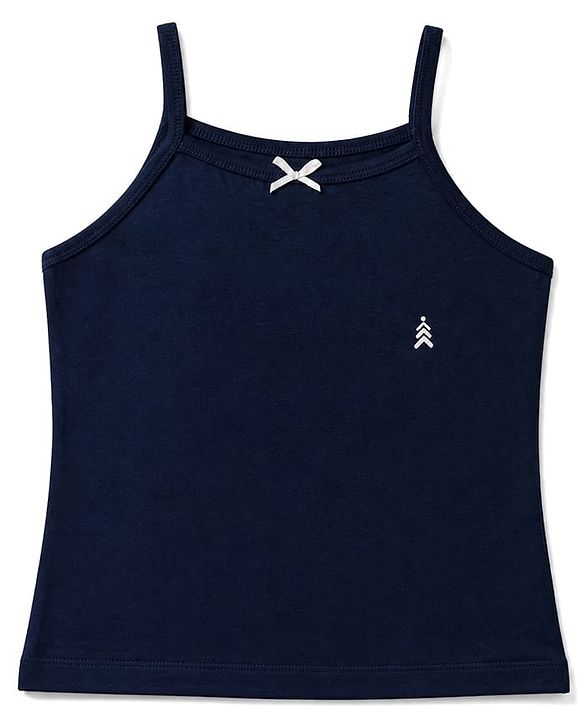 Pine Kids Knit Cotton Lycra Solid Sleeveless Slips with Bow Applique Pack of 3 - Red Pink Navy Blue