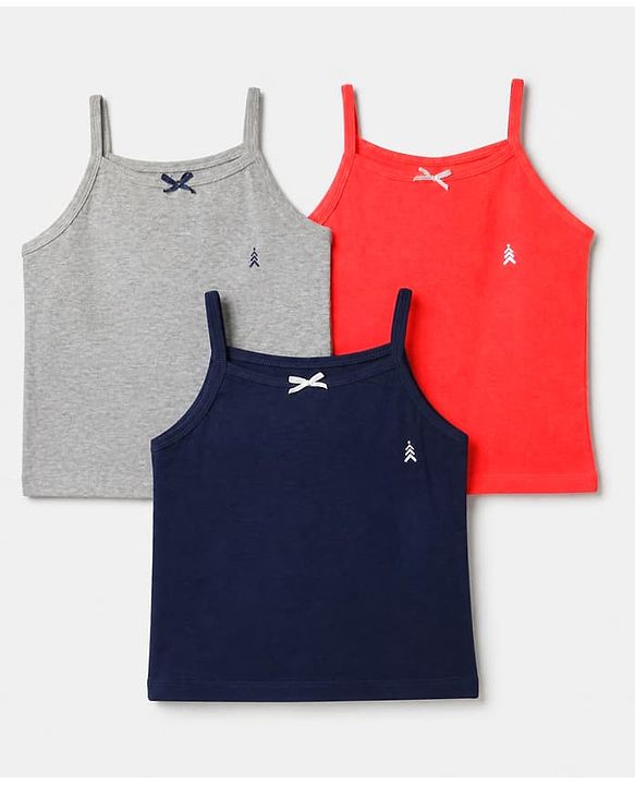 Pine Kids Cotton Mix Knit Logo Print Slips in Red, Navy & Grey Pack of 3