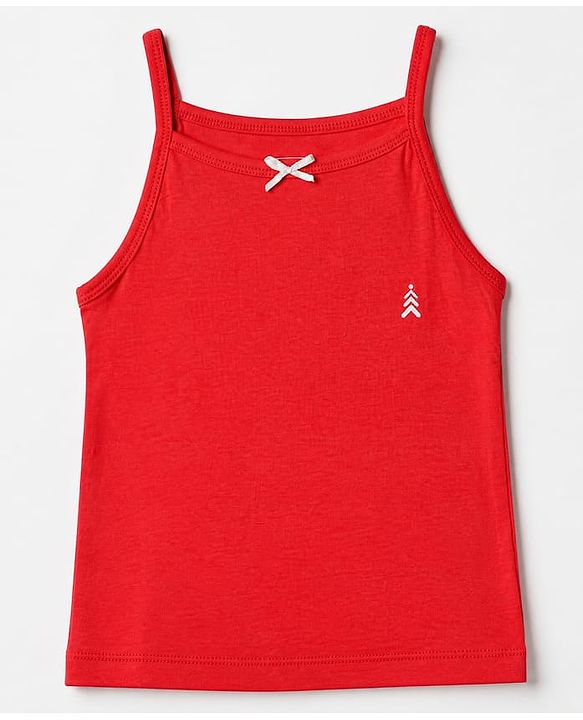 Pine Kids Cotton Lycra Knit Slips with Singlet and Bow Applique Pack of 3 - Red Light Pink & White
