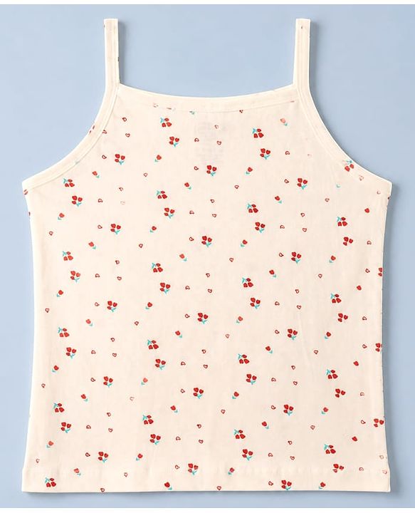 Pine Kids Cotton Lycra Knit Slips with Cherry Print Pack of 3 - Red & White