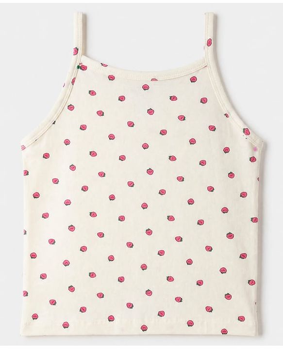 Pine Kids Cotton Mix Knit Slips with Sleeveless and Strawberry Print in White, Blue & Grey Pack of 3