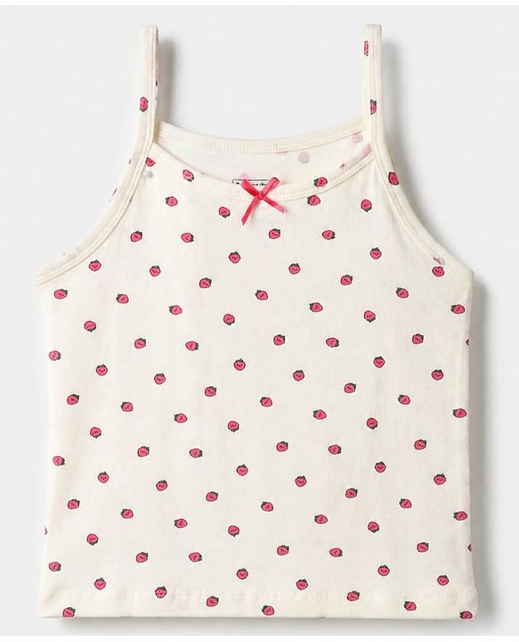Pine Kids Cotton Mix Knit Slips with Sleeveless and Strawberry Print in White, Blue & Grey Pack of 3