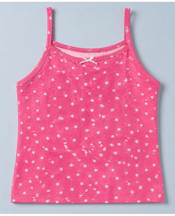 Pine Kids Cotton Lycra Knit Slips with Sleeveless and Floral Print Pack of 3 - Pink Green & Black