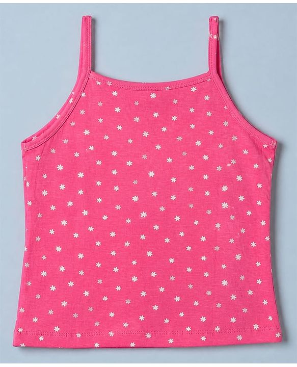 Pine Kids Cotton Lycra Knit Slips with Sleeveless and Floral Print Pack of 3 - Pink Green & Black