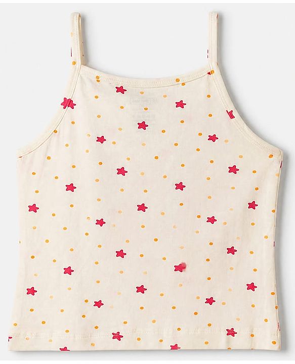 Pine Kids Cotton Lycra Knit Sleeveless Slips with Star Print Pack of 3 - White Pink & Dark Pink