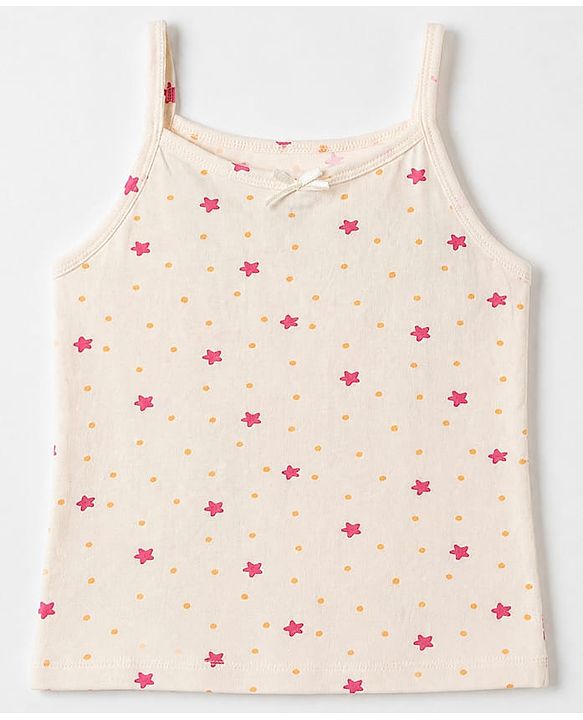 Pine Kids Cotton Lycra Knit Sleeveless Slips with Star Print Pack of 3 - White Pink & Dark Pink