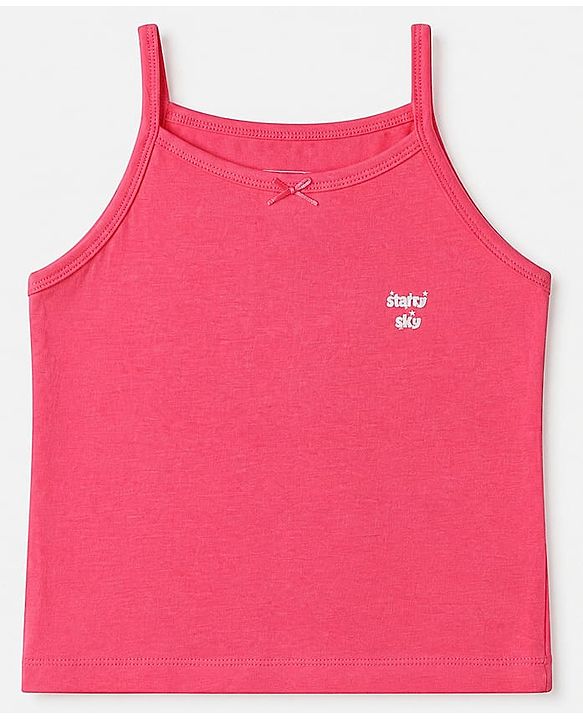 Pine Kids Cotton Lycra Knit Sleeveless Slips with Star Print Pack of 3 - White Pink & Dark Pink