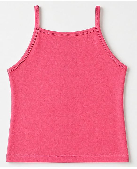 Pine Kids Cotton Lycra Knit Sleeveless Slips with Star Print Pack of 3 - White Pink & Dark Pink