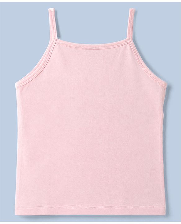Pine Kids Cotton Lycra Knit Sleeveless Slips with Heart Print Pack of 3 - White Red & Pink