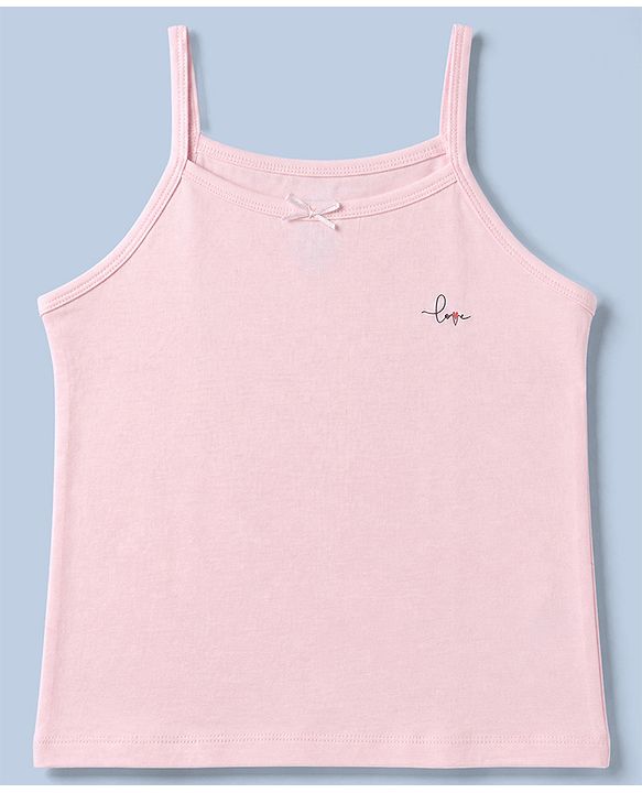 Pine Kids Cotton Lycra Knit Sleeveless Slips with Heart Print Pack of 3 - White Red & Pink