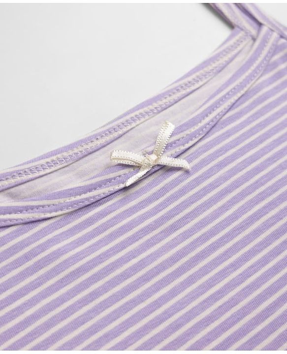 Pine Kids Cotton Mix Knit Slips with Bow Applique and Striped Print in Pink,Sea Green & Purple Pack of 3