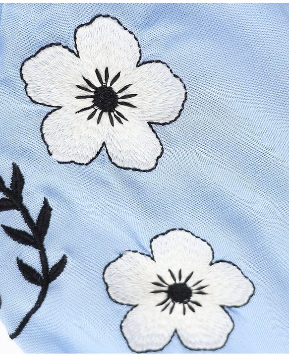 Pine Kids Woven Top with Full Raglan Sleeves and Floral Print in Blue