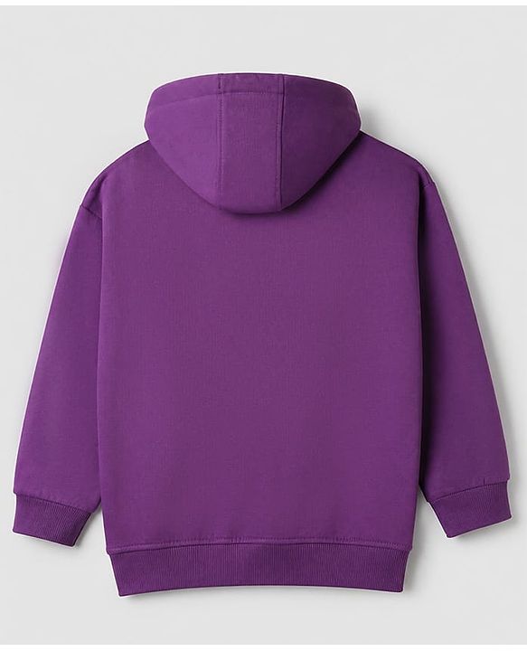 Pine Kids Cotton Fleece Knit Full Sleeves Hooded Winter Sweatshirt and Jogger with Full Length and Hustle Harder Print - Purple & Light Grey