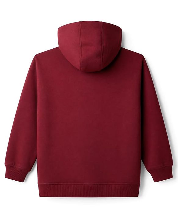 Pine Kids Fleece Knit Full Sleeves Hooded Winter Wear Suit With Text Print - Red