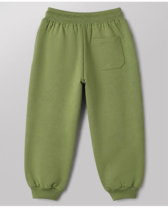 Pine Kids Fleece Knit Full Sleeves Hooded Winter Wear Suit With Text Print - Green