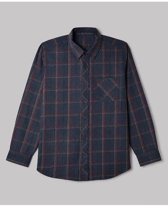 Pine Kids 100% Cotton Woven Full Sleeves Checked Shirt and T-Shirt with Shine Through Challenges Embrace To Yourself Print - Grey