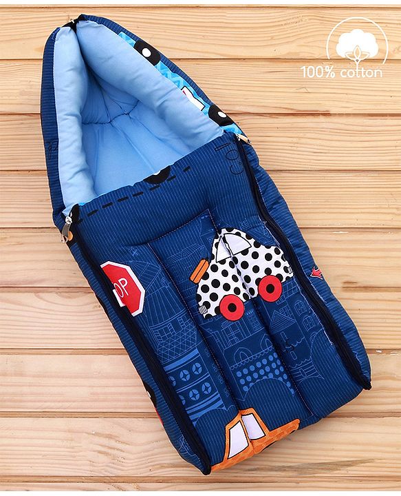 Babyhug Cotton Sleeping Bag City Buzz Print - Blue