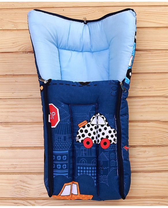 Babyhug Cotton Sleeping Bag City Buzz Print - Blue