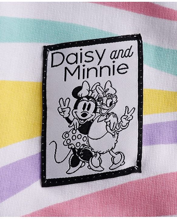 Pine Kids Disney 100% Cotton Terry Knit Hoodies with Full Drop Shoulder Sleeves and Minnie Mouse and Daisy Duck Print in White