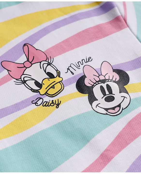 Pine Kids Disney 100% Cotton Terry Knit Hoodies with Full Drop Shoulder Sleeves and Minnie Mouse and Daisy Duck Print in White
