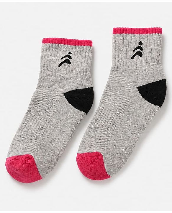Pine Active Cotton Blend Knit Breathable Ankle Length Athletic Socks Pack of 3 in White Grey