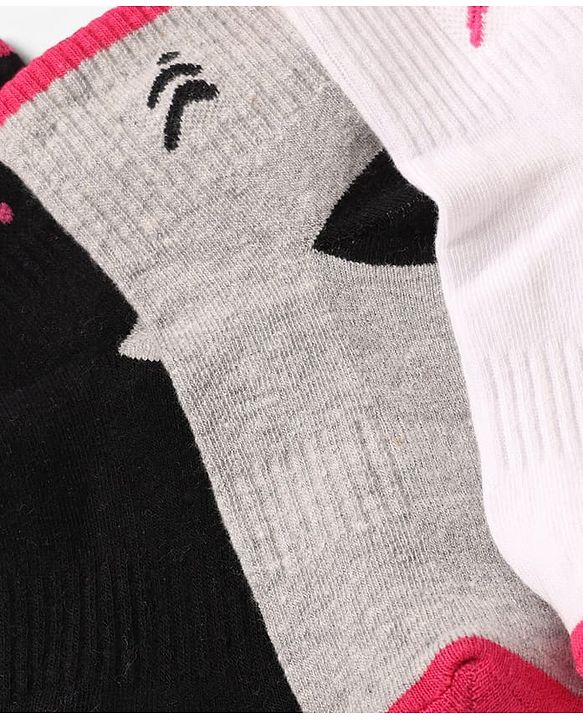 Pine Active Cotton Blend Knit Breathable Ankle Length Athletic Socks Pack of 3 in White Grey