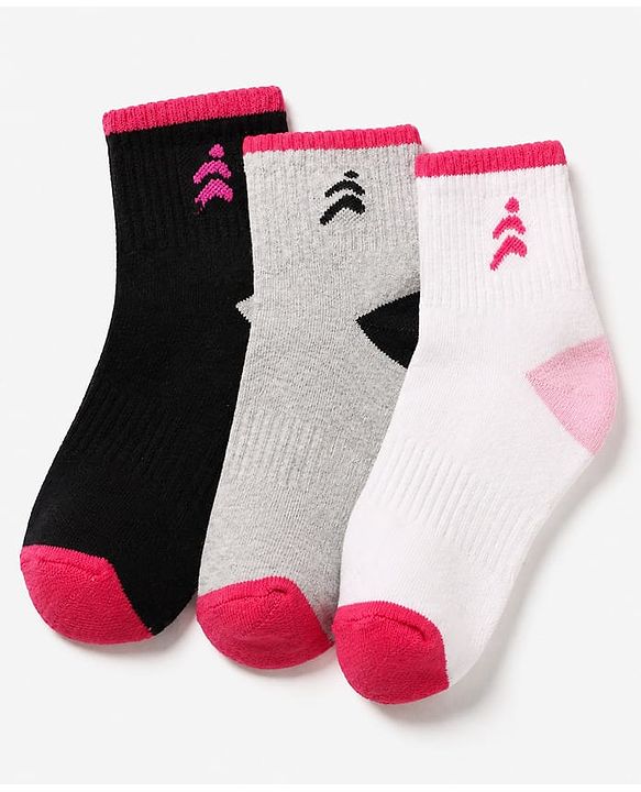 Pine Active Cotton Blend Knit Breathable Ankle Length Athletic Socks Pack of 3 in White Grey