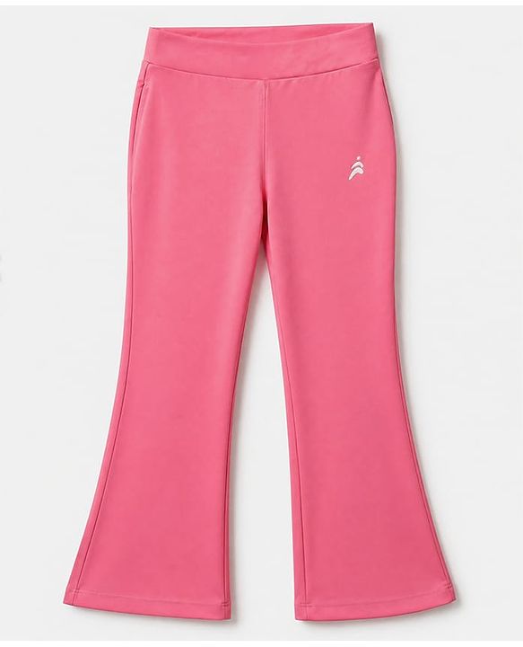 Pine Active Knit Full Length Aero Soft Staright Fit Leggings with Logo Print - Pink