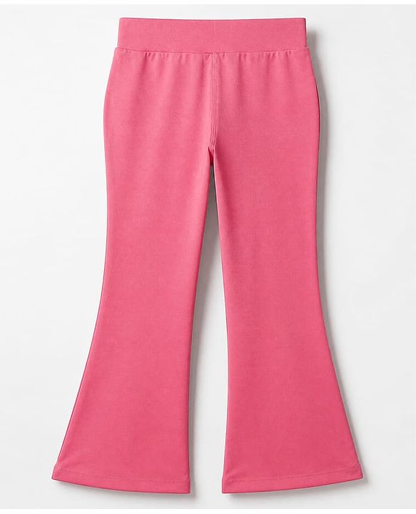 Pine Active Knit Full Length Aero Soft Staright Fit Leggings with Logo Print - Pink