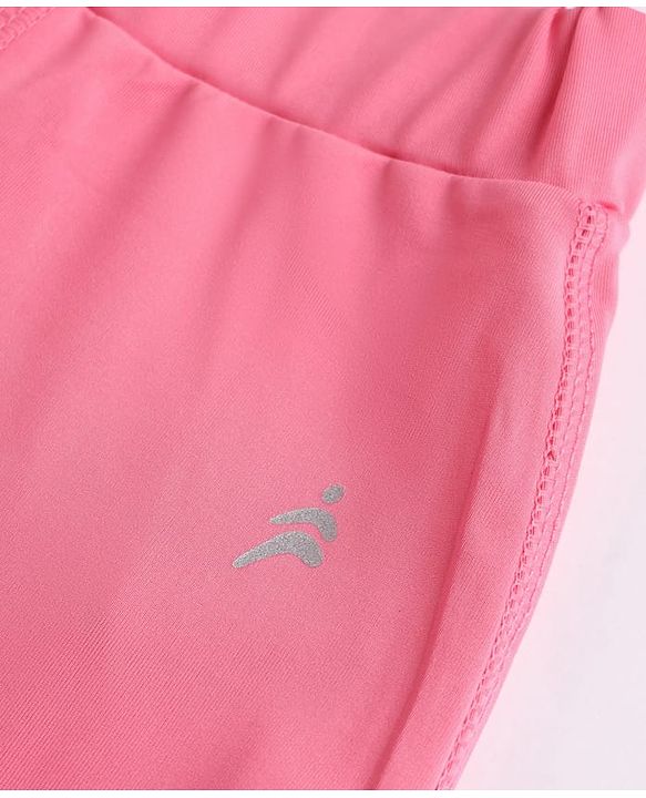 Pine Active Knit Full Length Aero Soft Staright Fit Leggings with Logo Print - Pink