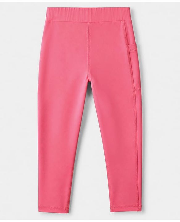 Pine Active Knit Full Length Aero Soft Staright Fit Leggings with Logo Print - Pink