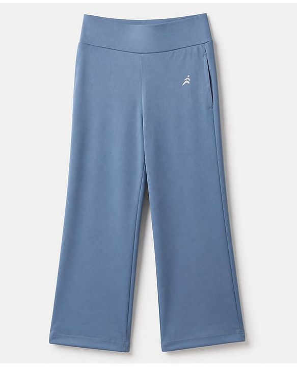 Pine Active Knit Full Length Aero Soft Staright Fit Leggings with Logo Print - Blue