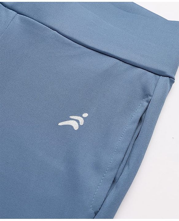Pine Active Knit Full Length Aero Soft Staright Fit Leggings with Logo Print - Blue