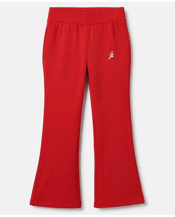 Pine Active Knit Full Length Aero Soft Staright Fit Leggings with Logo Print - Red
