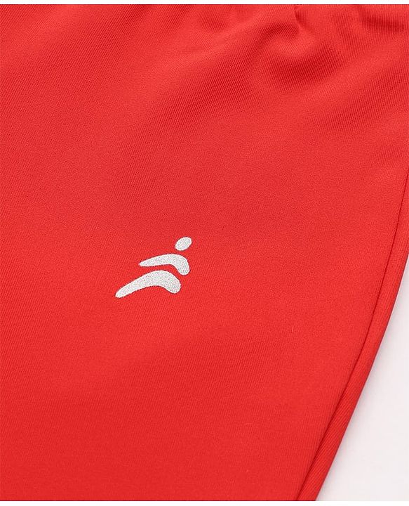 Pine Active Knit Full Length Aero Soft Staright Fit Leggings with Logo Print - Red