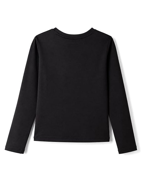 Pine Active Knit Solid 4 Way Stretch Aero Soft Thumbhole T-Shirt With Full Sleeves - Black